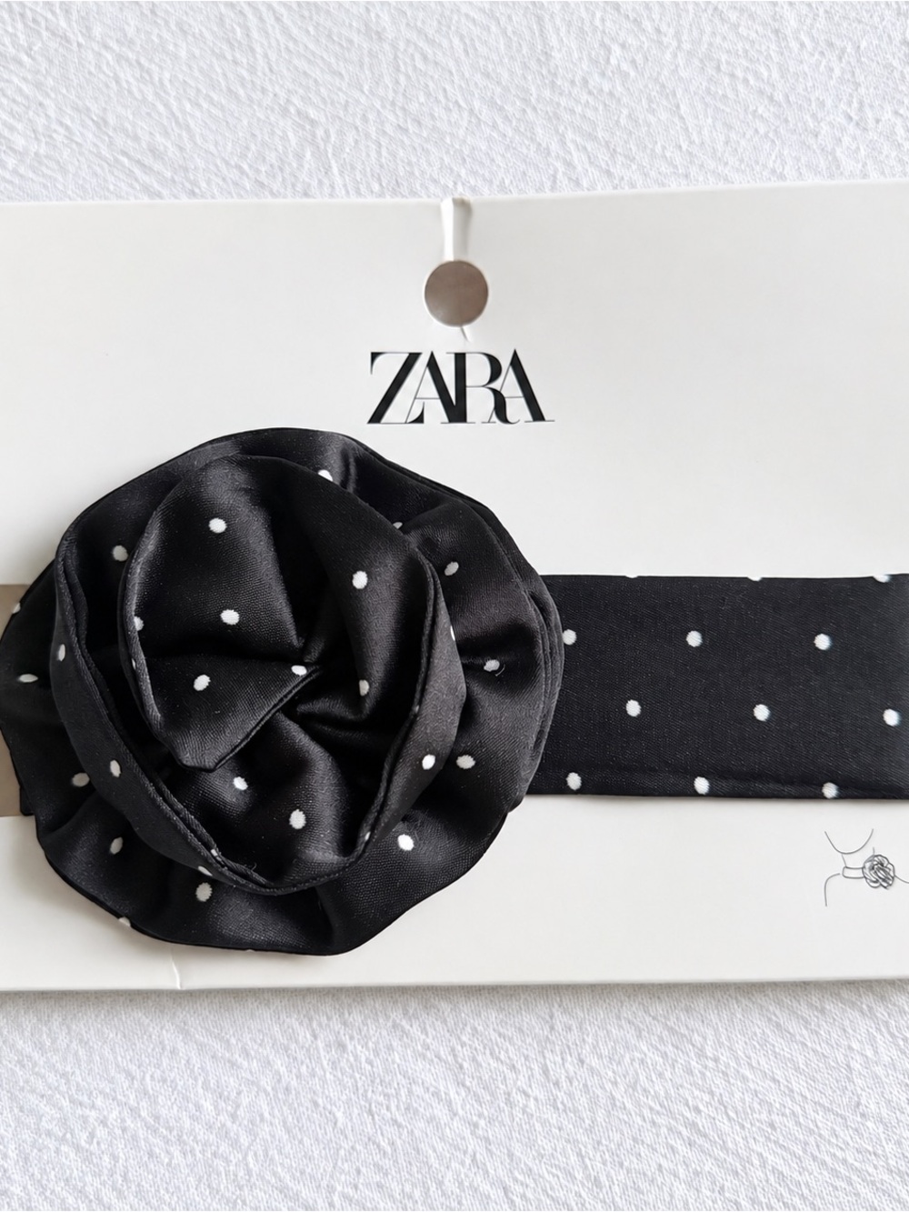 Zara Kids Black Satin Polka Dot Scrunchie